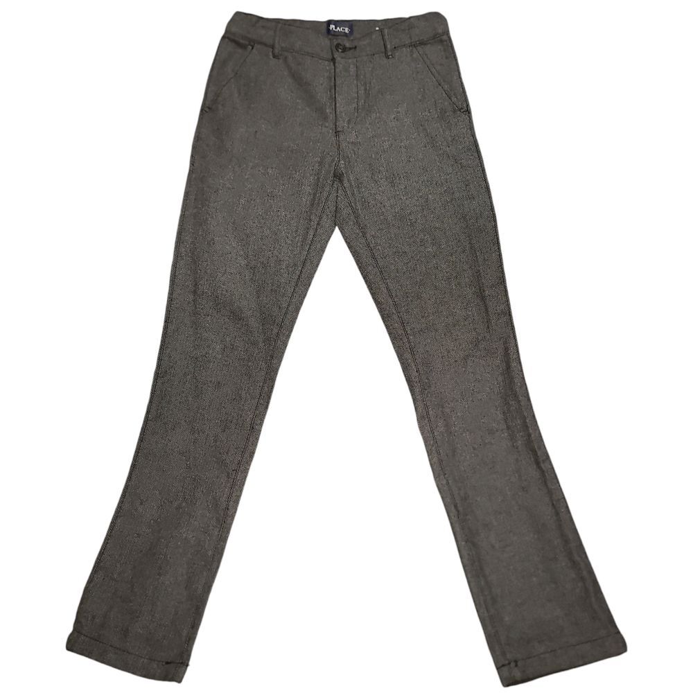 The Children's Place Gray Herringbone Dress Pants Classic Holiday Trousers Boys